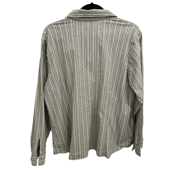 BAUER Button Front Green Striped Women's Long Sleeve Shirt size XXL - Picture 4 of 4